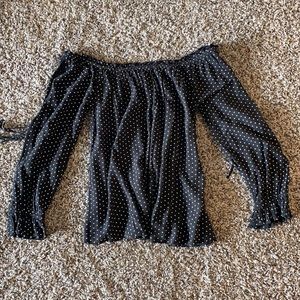 Black & White Polkadot Off The Shoulder Blouse